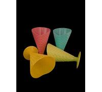 eMKay® Set of 4 16cm ICE Cream Sundae Glass Plastic Cone Shaped Dessert Cups/Bowls Gelato Scoop - Four Assorted Cute Colours