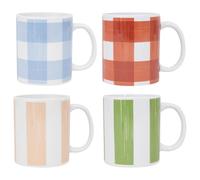 eMKay® Set of 4 Brushstroke Mugs 11oz Stoneware | Modern Stripe Tea & Coffee Cups | Colourful Contemporary Mug Set | Microwave & Dishwasher Safe Home & Office Cups