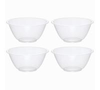 eMKay® Set of 4 Clear 25cm Plastic Mixing Bowls - 4L BPA-Free Food-Safe Nesting Bowls for Kitchen Prep, Baking & Serving - Microwave & Dishwasher Safe Lightweight Bowls