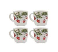 eMKay® Set of 4 Strawberry Field Mugs | 13oz Ceramic Coffee & Tea Cups | Hand-Painted Fruit Design | Durable Dolomite Kitchen Drinkware