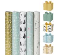 eMKay® Set of 5 Christmas Festive Gift Wraping Rolls - 2.5m x 70cm | Premium Wrapping Paper with Assorted Holiday Designs | Ideal for Xmas Gifts, Craft & Scrapbooking