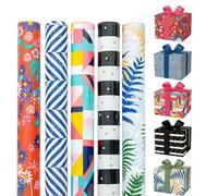 eMKay® Set of 5 Gift Wrap Rolls - 2.5m x 70cm | Assorted Colourful Designs for Birthdays, Gifts, Crafts & Occasions | Premium Wrapping Paper Rolls for Presents, Scrapbooking & Packaging