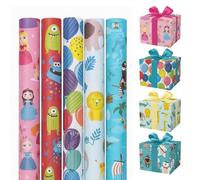 eMKay® Set of 5 Kids Gift wraping paper Rolls - 2.5m x 70cm | Assorted Colourful Designs for Birthdays, Gifts, Crafts & Occasions | Premium Wrapping Paper Rolls for Presents, Scrapbooking & Packaging