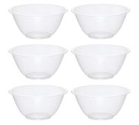 eMKay® Set of 6 Clear 18cm Plastic Mixing Bowls - 1.7L BPA-Free Food-Safe Nesting Bowls for Kitchen Prep, Baking & Serving - Microwave & Dishwasher Safe Lightweight Bowls