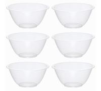 eMKay® Set of 6 Clear 20cm Plastic Mixing Bowls - 2.3L BPA-Free Food-Safe Nesting Bowls for Kitchen Prep, Baking & Serving - Microwave & Dishwasher Safe Lightweight Bowls
