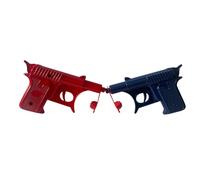 eMKay® SPUD GUN Retro Popper Toy 2-Pack - Classic Spring Pop Toy with 24 Soft Plugs, Non-Realistic Design, 12 cm, RED & BLUE