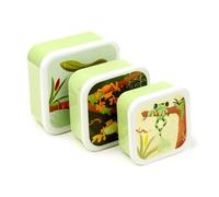 eMKay® Tropical Tree Frog Lunch Box Set of 3 - Stackable Food Storage Containers (350 ml/550 ml/800 ml) | BPA-Free Polypropylene Snack Pots - Nesting Lunchboxes for Kids & Adults