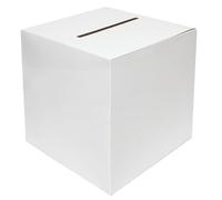 eMKay® Wedding Card Post Box 30cm x 30cm x 30cm | White Card Collection Box with Slot & Header | Flat-Packed Art Box Card Box for Wedding Reception, Baby Shower, Raffle & Fundraising Events