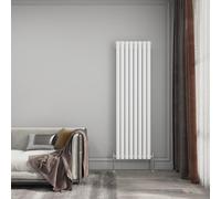 EMKE 1600x472mm Radiator Vertical Column Designer Radiators Oval Single Radiators White Central Heating for Bedroom, Dining Room, Living Room, Study Room