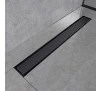 Emke 2 In 1 Linear Shower Drain 600mm, 304 Stainless Steel Shower Drainwith Odor Stop And Hair Strainer, Matte Black