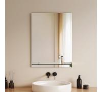 EMKE 45 × 60 cm Small Bathroom Mirror with Shelf, Frameless