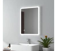Emke 450X600mm Backlit Illuminated Bathroom Mirror, Wall Mounted Bathroom Mirror With Led Lights, Touch And Demister