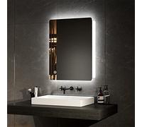EMKE 450x600mm Bathroom Mirror - Illuminated Backlit Bathroom Mirror with Led Lights, Wall Mounted Vanity Mirror with Touch Switch & Demister Pad
