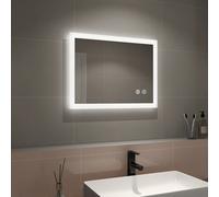 Emke 450X600mm Illuminated Bluetooth Bathroom Mirror With Shaver Socket, Bathroom Led Mirror With Touch, Anti-Fog