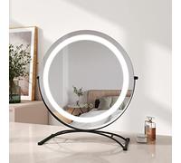 EMKE 50 cm Hollywood Vanity Mirror with Lights, Stylish Tabletop Round Lighted Makeup Mirrors for Bedroom and Dressing Room, 3 Lighting Modes, Touch Control, Black
