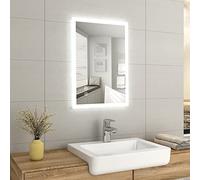 EMKE 50 x 70 cm Bathroom Mirror with LED Lights, Classic Illuminated Bathroom Mirror Wall Mounted, Backlit LED Mirrors Bathrooms with Anti-fog/Dimmable/Touch Switch, Hardwired, IP44