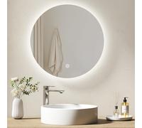 EMKE 500 mm Round Bathroom Mirror with LED Lights, Backlit LED Bathroom Mirrror Wall Mounted, Smart Mirrors 6000K, Dimmable, Memory Function, Touch Control, Tempered Glass, IP44