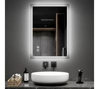 EMKE 500 X 700 mm Backlit Illuminated Bluetooth Bathroom Mirror with Shaver Socket, Wall Mounted Multifunction Bathroom Vanity Mirror with LED Lights and Demister Pad, Energy-Saving LED Smart Mirror