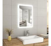 EMKE 500 X 700 mm LED Bathroom Mirror with Fuse, Wall Mounted Smart Bathroom Vanity Mirror with Shaver Socket and Demister Pad Energy-Saving Multifunction Mirror