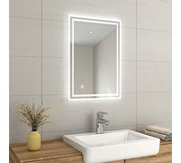 EMKE 500 X 700 mm LED Illuminated Bathroom Mirror with Lights and Demister Pad, Wall Mounted Touch Sensor Bathroom Mirrors Anti Fog for Makeup Cosmetic, IP44 Rated