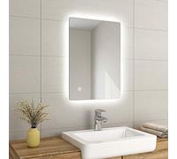 EMKE 500 X 700 mm LED Illuminated Bathroom Mirror with Lights and Demister Pad, Wall Mounted Touch Sensor Bathroom Mirrors Anti Fog for Makeup Cosmetic, IP44 Rated