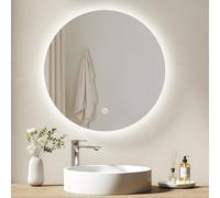 EMKE 600 mm Round Bathroom Mirror with LED Lights, Backlit LED Bathroom Mirrror Wall Mounted, Smart Mirrors 6000K, Dimmable, Memory Function, Touch Control, Tempered Glass, IP44
