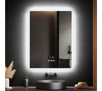 EMKE 600 x 800 mm LED Bathroom Mirror with Light, Backlit LED Mirror for Bathroom, Anti-fog/6500K(White Colour)/Dimmable/Touch Switch, Hardwired, Horizontal/Vetical, IP44