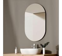 EMKE 600x1000mm Oval Frameless Mirror - Wall-Mounted for Bathroom, Living Room and Cloakroom, Horizontal & Vertical Hanging