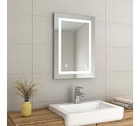 EMKE 700 x 500mm Illuminated LED Bathroom Mirror LED Mirrors Light with Shaver Socket + Touch Control Switch + Demister