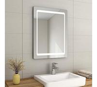 EMKE 800 x 600mm LED Illuminated Bathroom Mirror with Shaver Socket | Sensor Switch | Demister Pad, Wall-Mounted Vanity Multifunction Mirror, Energy-Saving Illuminated Mirror [Horizontal/Vertical]
