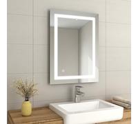 EMKE 800 x 600mm LED Illuminated Bathroom Mirror with Shaver Socket | Sensor Switch | Demister Pad, Wall-Mounted Vanity Multifunction Mirror, Energy-Saving Smart Mirror [Horizontal/Vertical]