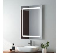 EMKE 800x600mm LED Bathroom Mirror with Shaver Socket, Sensor Switch and Demister - Horizontal or Vertical Wall Mounted Illuminated Anti-fog Mirror