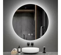 EMKE 80cm Round Bathroom Mirror with LED Lights, Bluetooth & Demister