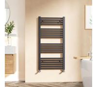 EMKE Anthracite Heated Towel Rail, 1200 x 500mm, Modern Straight Wall Mounted Bathroom Radiator