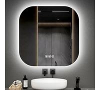 EMKE Backlit Bathroom Mirror with Led Lights, 600x600mm Square Wall Mounted Vanity Mirror with Touch, Anti-Fog, Dimmable Light and Colour Temperature, Memory Function Smart Wall Bathroom Mirror