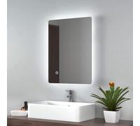 EMKE Backlit Illuminated Bathroom Mirror with Lights 450x600mm, Wall Mounted Multifunction LED Bathroom Vanity Mirror with LED Lights and Demister Pad