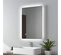 EMKE Backlit Illuminated Bathroom Mirror with Lights 500x700mm, Wall Mounted Multifunction LED Bathroom Vanity Mirror with LED Lights and Demister Pad