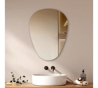 EMKE Bathroom Mirror 450x600mm, Asymmetrical Frameless Wall Mounted Mirror, Irregular Decorative Wall Mirror for Bathroom, Living Room and Dressing Room
