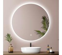 EMKE Bathroom Mirror with LED Lights 600mm, Round Bathoom Mirror with with LED Lights Dimmable/Touch Sensor, Circle Vanity Mirrors Backlit Wall Mounted for Bathroom, IP44
