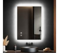 EMKE Bathroom Mirror with Lights and Shaver Socket, 600 x 800 mm Backlit LED Bathroom Mirror with Bluetooth Speaker/Safety Shaver Socket/Anti-fog, Hardwired, Vertical/Horizontal, IP44