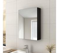 Emke Bathroom Vanity Mirror Cabinet With Storage, Single Door Wall Mounted Cabinet, 50W X 65H X 14.5D Cm Black