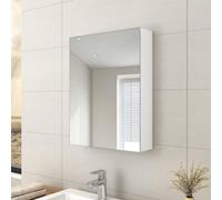 Emke Bathroom Vanity Mirror Cabinet With Storage, Single Door Wall Mounted Cabinet, 50W X 65H X 14.5D Cm White