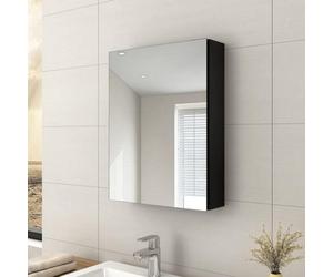 Emke Bathroom Vanity Mirror Cabinet With Storage, Single Door Wall Mounted Cabinet, 50W X 65H X 14.5D Cm Black