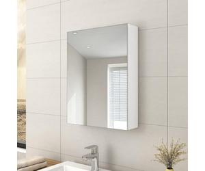 Emke Bathroom Vanity Mirror Cabinet With Storage, Single Door Wall Mounted Cabinet, 50W X 65H X 14.5D Cm White