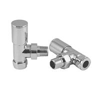 EMKE Chrome Angled Radiator Valves, Solid Brass Heated Towel Rail Valves 15mm (Pack)