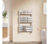 EMKE Chrome Towel Radiator Bathroom Heated Towel Rail, Flat Panel Towel Rail Radiator Versatile Wall/Floor Mounted Bathroom Radiators 800 x 500 mm