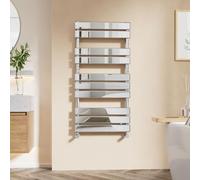 EMKE Chrome Towel Radiator Bathroom Heated Towel Rail, Flat Panel Versatile Wall/Floor Mounted 1000 x 500 mm