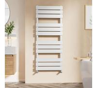 EMKE Flat Panel Heated Towel Rail - 1200 x 500 mm, Versatile Wall/Floor Mounted Bathroom Radiator White