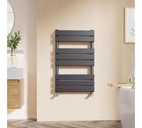 EMKE Flat Panel Heated Towel Rail - Modern Design Bathroom Radiator, Anthracite, 800 x 500 mm - Versatile Floor/Wall Mounted Ladder Rad