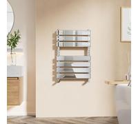 EMKE Flat Panel Heated Towel Rail Modern Design Bathroom Radiator Chrome Towel Radiator 650 x 450 mm Towels Warmer Versatile Floor/Wall Mounted Ladder Rad